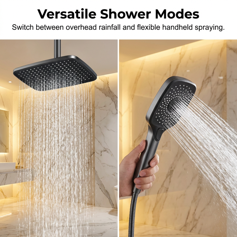 ✨ Luxuriöses LED-Regenduschsystem mit hydroelektrischer Digitalanzeige