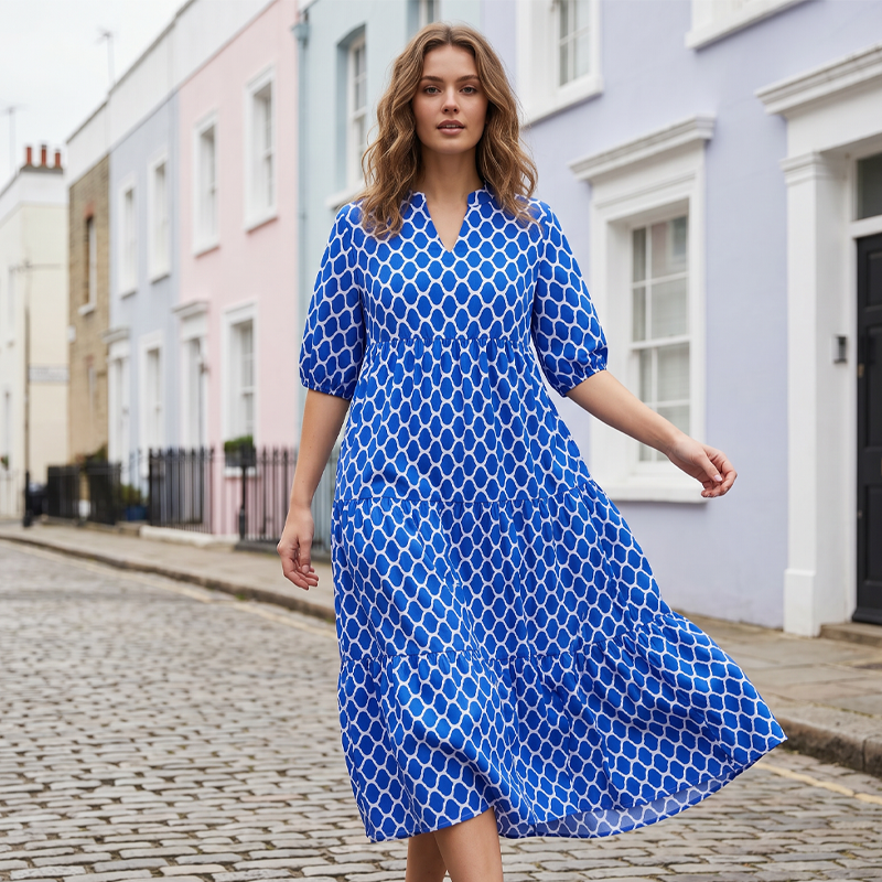 🌺 JETZT 50% RABATT! ✨ Böhmisch bedrucktes Maxikleid – lässig, fließend & schick – elegantes langes Sommerkleid für den Urlaub 👗