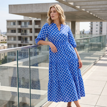 🌺 JETZT 50% RABATT! ✨ Böhmisch bedrucktes Maxikleid – lässig, fließend & schick – elegantes langes Sommerkleid für den Urlaub 👗