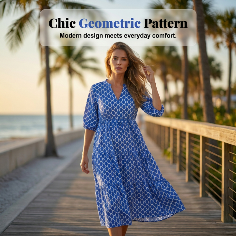 🌺 JETZT 50% RABATT! ✨ Böhmisch bedrucktes Maxikleid – lässig, fließend & schick – elegantes langes Sommerkleid für den Urlaub 👗