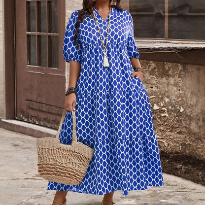 🌺 JETZT 50% RABATT! ✨ Böhmisch bedrucktes Maxikleid – lässig, fließend & schick – elegantes langes Sommerkleid für den Urlaub 👗