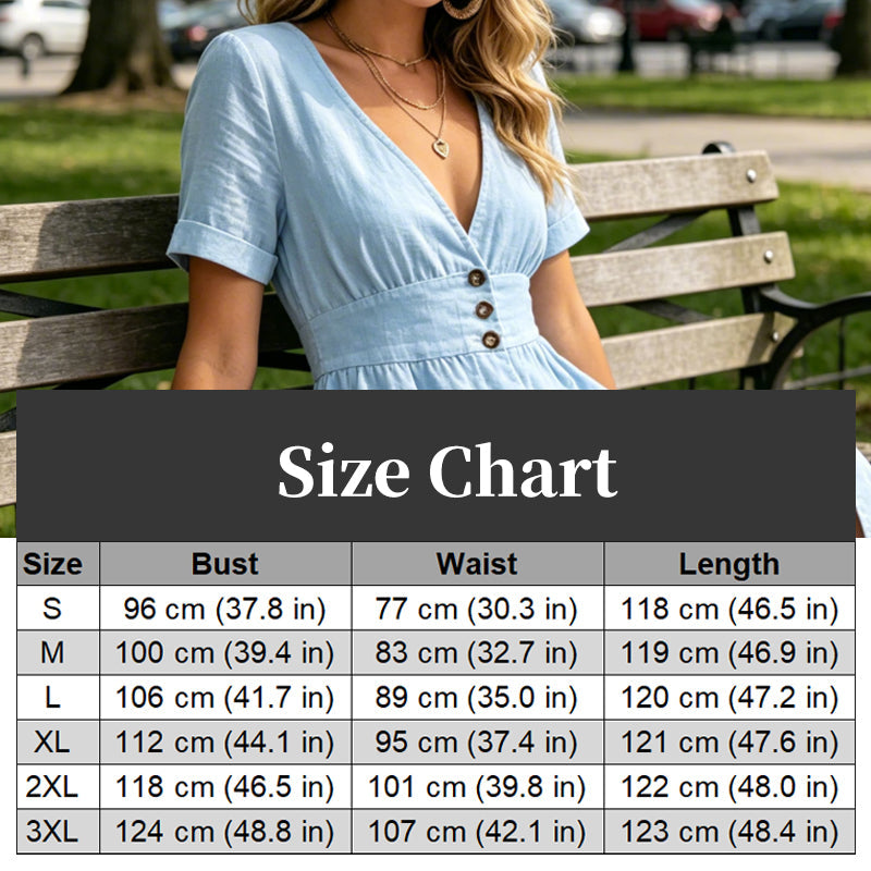 ✨Neue Sonderangebote-Sommerkleid für Damen mit V-Ausschnitt und Knopfleiste