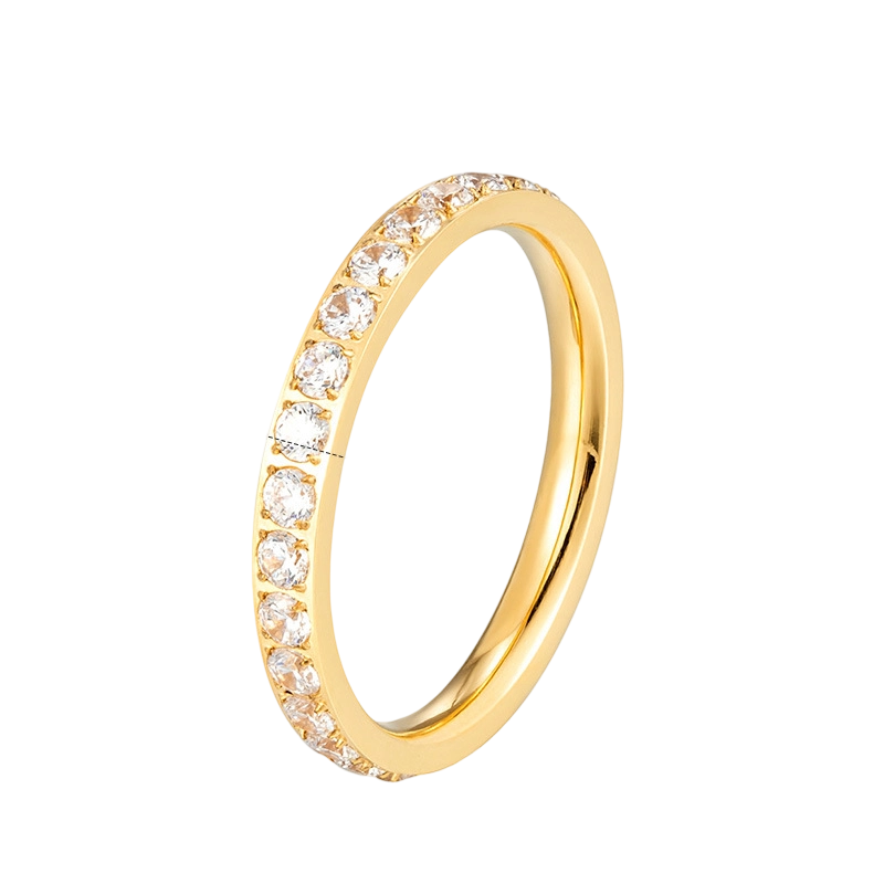 Minimalistischer, pavebesetzter Zirkonring für Frauen