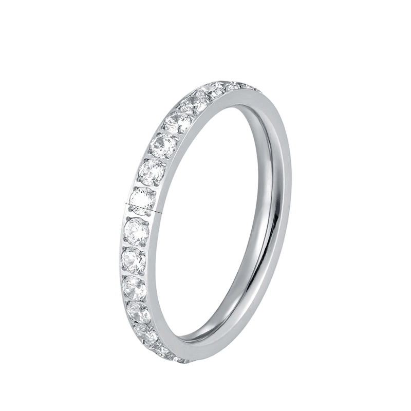 Minimalistischer, pavebesetzter Zirkonring für Frauen