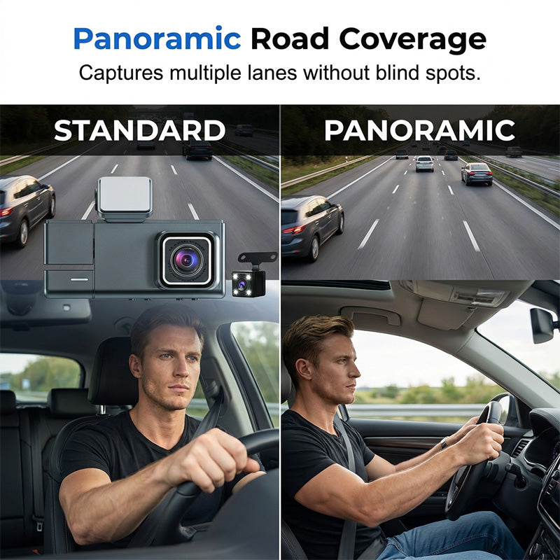 📹 NUR FÜR BEGRENZTE ZEIT: 50% RABATT! ✨ 3-Kanal-Dashcam in 1080p – Kamera für vorne, hinten und den Innenraum, mit Wi-Fi ✨
