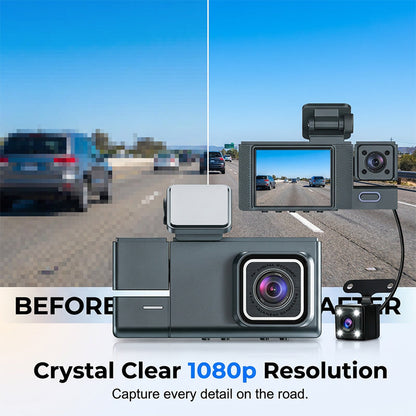 📹 NUR FÜR BEGRENZTE ZEIT: 50% RABATT! ✨ 3-Kanal-Dashcam in 1080p – Kamera für vorne, hinten und den Innenraum, mit Wi-Fi ✨