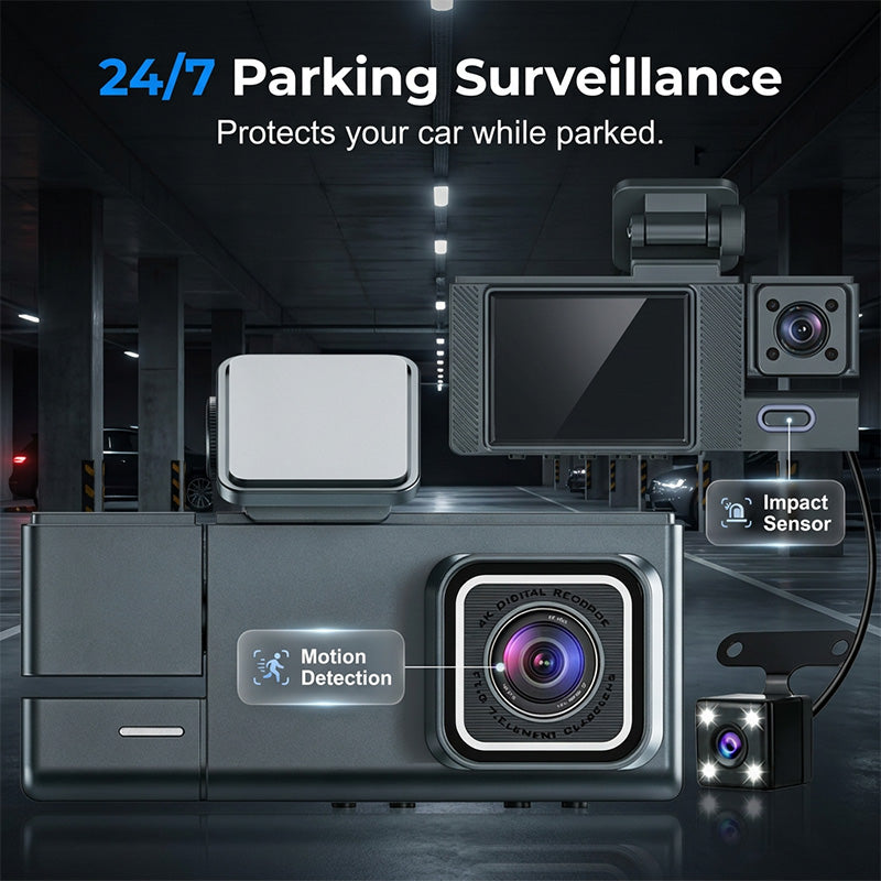 📹 NUR FÜR BEGRENZTE ZEIT: 50% RABATT! ✨ 3-Kanal-Dashcam in 1080p – Kamera für vorne, hinten und den Innenraum, mit Wi-Fi ✨