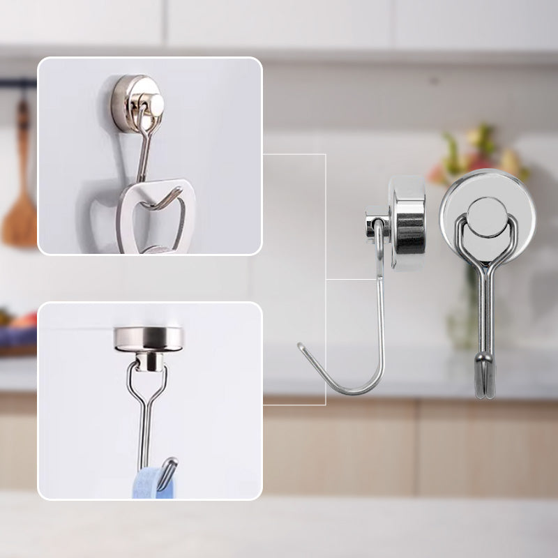 Starker 360° drehbarer Magnet-Haken – zur Montage ohne Bohren – ideal für Küche, Büro & Wohnung – hält sicher auf Metalloberflächen🧲🪝