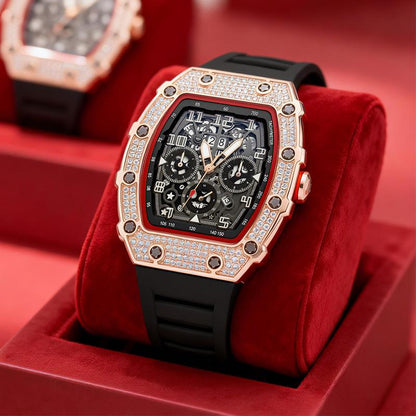 ⌚Limitierte Auflage – 50 % Rabatt！✨Luxuriöse Herrenuhr in Tonnenform mit Strassverzierung
