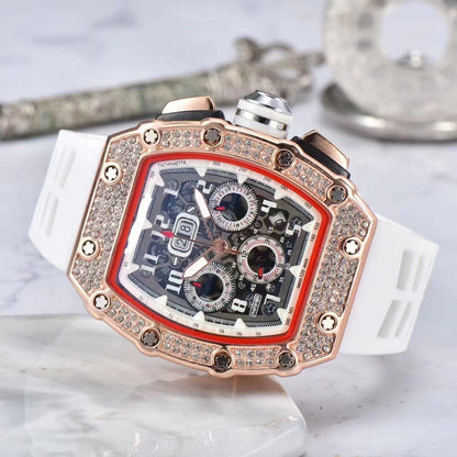⌚Limitierte Auflage – 50 % Rabatt！✨Luxuriöse Herrenuhr in Tonnenform mit Strassverzierung