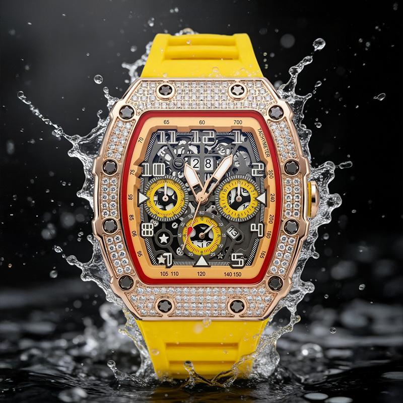 ⌚Limitierte Auflage – 50 % Rabatt！✨Luxuriöse Herrenuhr in Tonnenform mit Strassverzierung