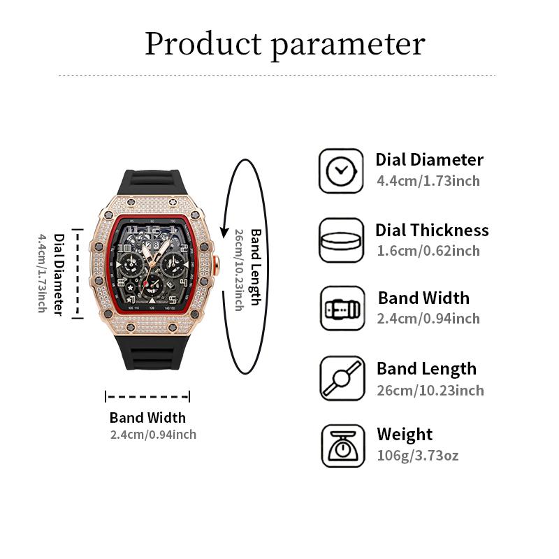 ⌚Limitierte Auflage – 50 % Rabatt！✨Luxuriöse Herrenuhr in Tonnenform mit Strassverzierung