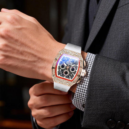 ⌚Limitierte Auflage – 50 % Rabatt！✨Luxuriöse Herrenuhr in Tonnenform mit Strassverzierung