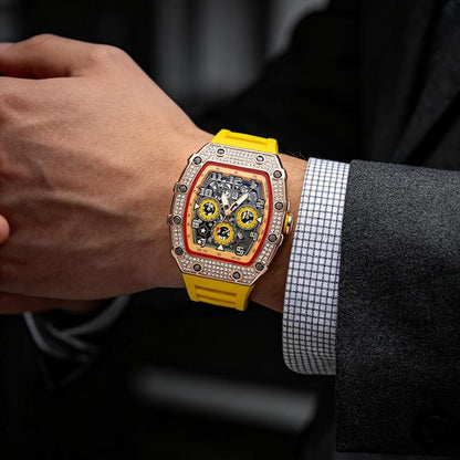 ⌚Limitierte Auflage – 50 % Rabatt！✨Luxuriöse Herrenuhr in Tonnenform mit Strassverzierung