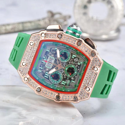 ⌚Limitierte Auflage – 50 % Rabatt！✨Luxuriöse Herrenuhr in Tonnenform mit Strassverzierung