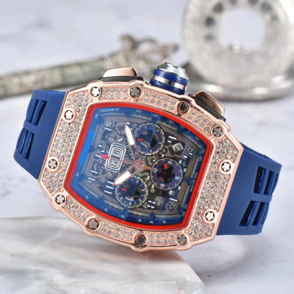 ⌚Limitierte Auflage – 50 % Rabatt！✨Luxuriöse Herrenuhr in Tonnenform mit Strassverzierung