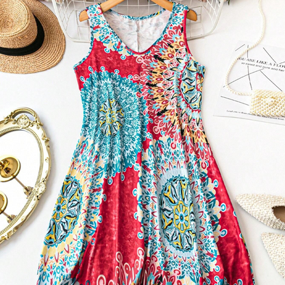 ⏰ 50 % RABATT – Nur für kurze Zeit ✨Lockeres, ärmelloses Sommerkleid im A-Linien-Schnitt mit Print
