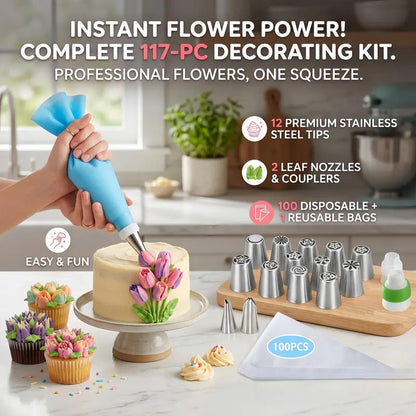 🌸 Professionelles Blumendüsen-Set – 27 Blütenformen für perfekte Torten-Deko