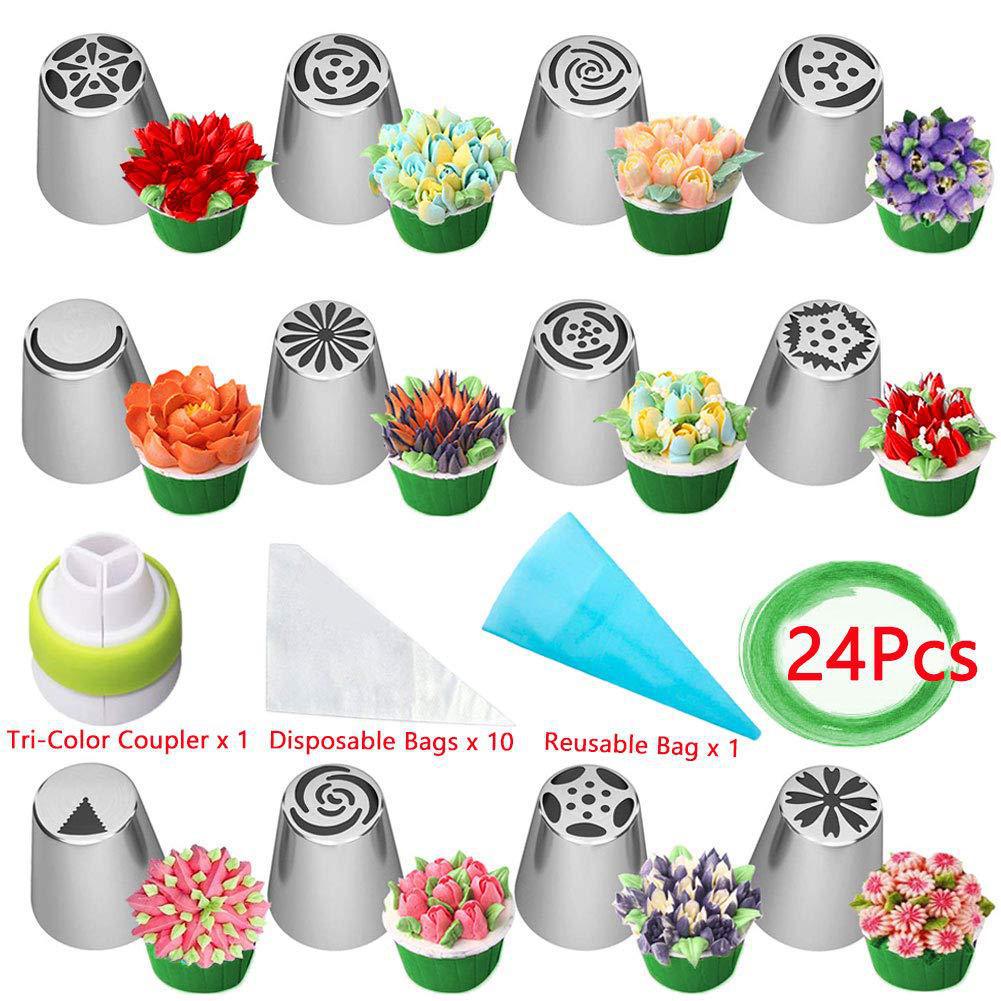 🌸 Professionelles Blumendüsen-Set – 27 Blütenformen für perfekte Torten-Deko