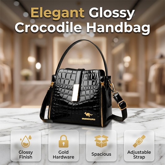 👜 BEGRENZTE ZEIT 52% RABATT! ✨ Glänzende Krokodilmuster Damenhandtasche – Strukturiert, Goldene Beschläge, Geräumig & Schick 💼