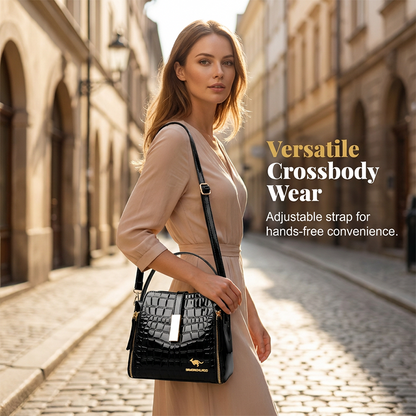 👜 BEGRENZTE ZEIT 52% RABATT! ✨ Glänzende Krokodilmuster Damenhandtasche – Strukturiert, Goldene Beschläge, Geräumig & Schick 💼
