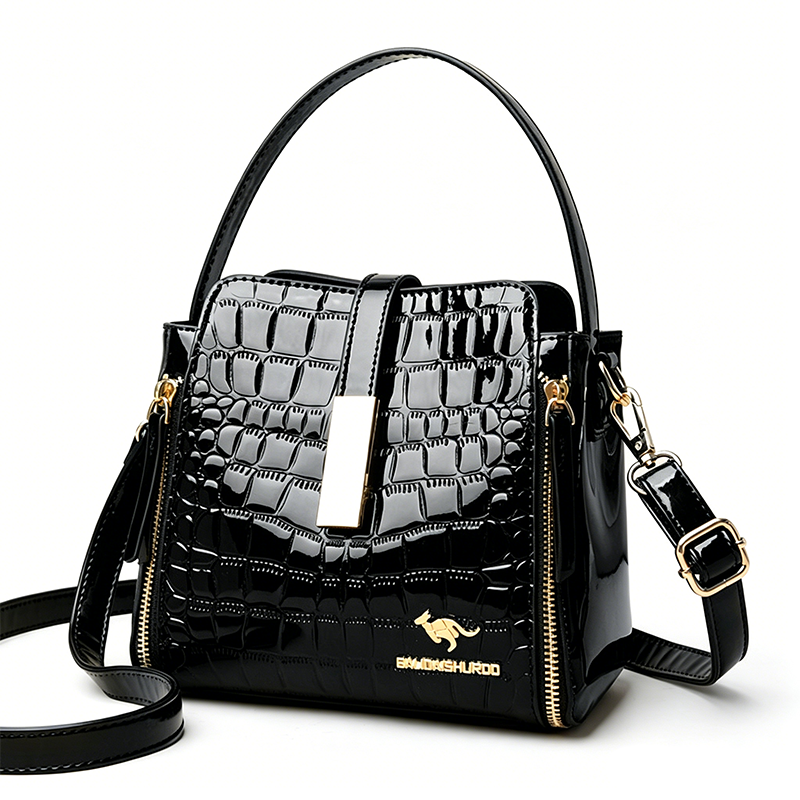 👜 BEGRENZTE ZEIT 52% RABATT! ✨ Glänzende Krokodilmuster Damenhandtasche – Strukturiert, Goldene Beschläge, Geräumig & Schick 💼