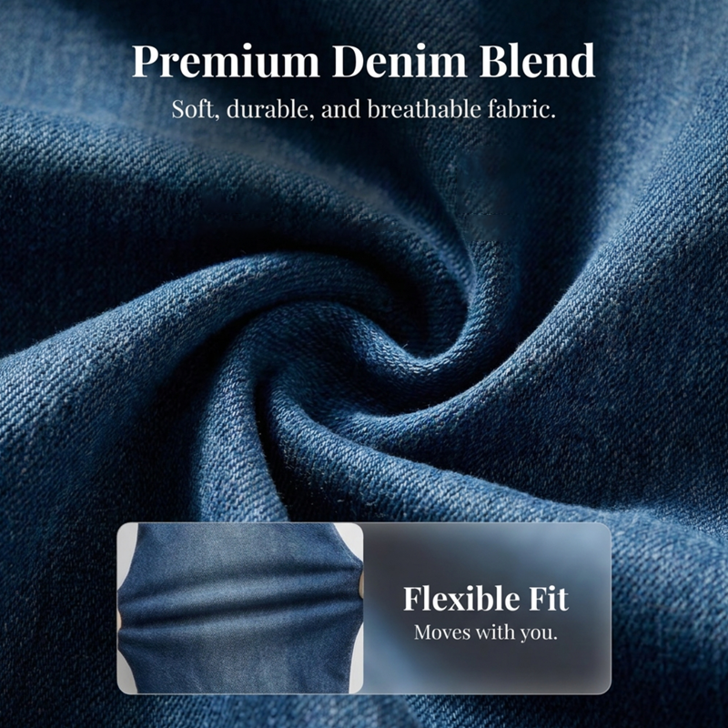 👖 NUR FÜR BEGRENZTE ZEIT: 53 % RABATT! ✨ Damen-Jeanskleid mit freien Schultern – V-Ausschnitt, fließend, Boho-Stil 🌼