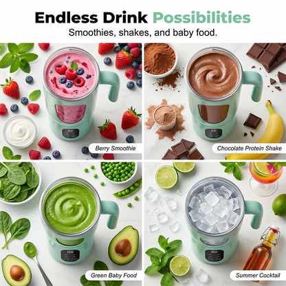 🧃✨ 2026 Turbo für gesunde Ernährung - 580 ml tragbarer Mixer mit Griff