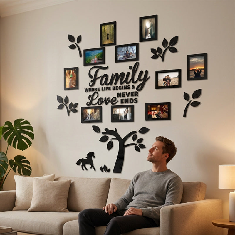 👨‍👩‍👧‍👦🏡✨3D Stammbaum Fotorahmen Wandaufkleber | Selbstklebender Familienbaum Wanddeko