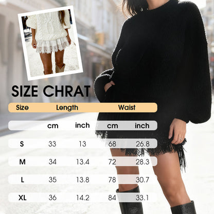 👗Neuwaren 50% Rabatt💥Chic Pleated Lace Trim Mini Skirt – Plisseefalten, zarte Spitze, perfekt für den Sommer 🌸💨