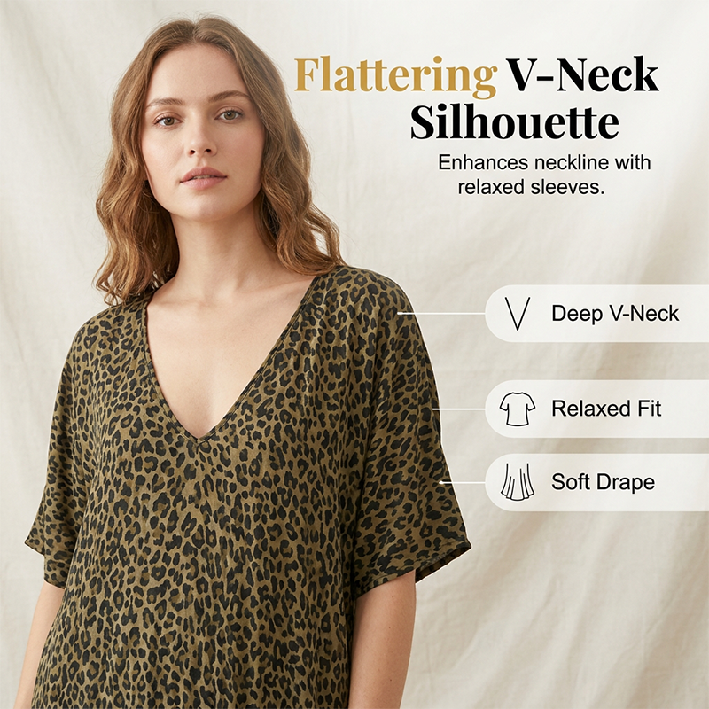 Damen Boho-Maxikleid mit Leopardenmuster