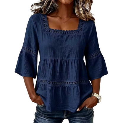 ✨JETZT 50 % RABATT! ✨Elegante Sommerbluse mit eckigem Ausschnitt