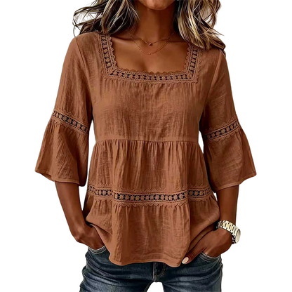 ✨JETZT 50 % RABATT! ✨Elegante Sommerbluse mit eckigem Ausschnitt