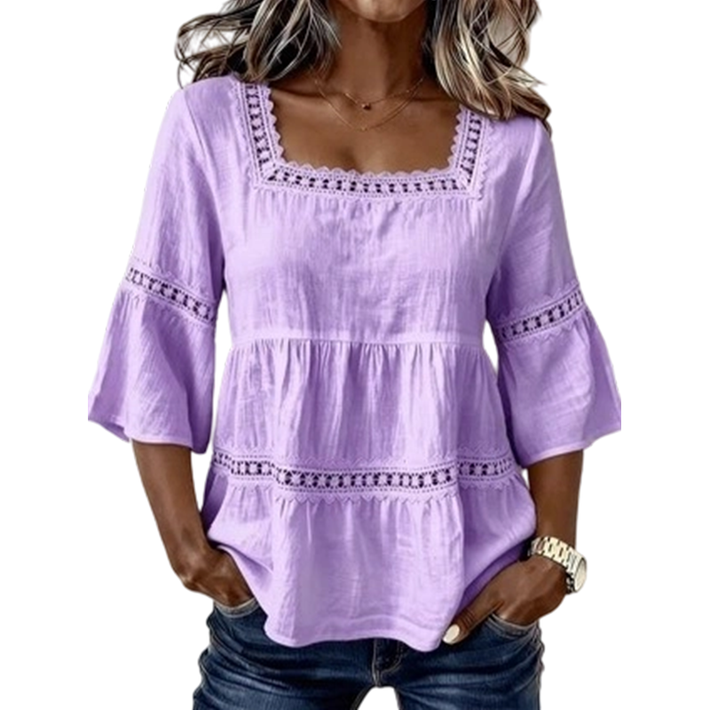 ✨JETZT 50 % RABATT! ✨Elegante Sommerbluse mit eckigem Ausschnitt