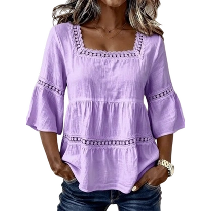 ✨JETZT 50 % RABATT! ✨Elegante Sommerbluse mit eckigem Ausschnitt