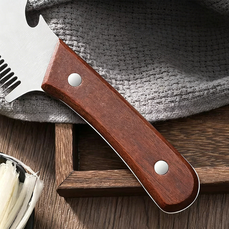 🔪 KAUFE 2, ERHALTE 1 GRATIS! ⏰ 3-in-1 Küchenhelfer – Zwiebel- & Frühlingszwiebel-Schneider mit Holzgriff – Ideal für feine Streifen & Würfel – spart Zeit, schont die Finger 🧅