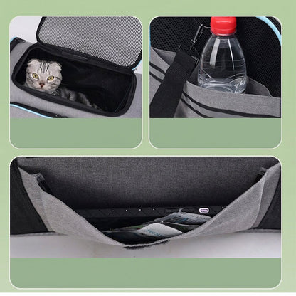🐱 Faltbare & erweiterbare Haustiertasche – atmungsaktiv, großzügiger Innenraum, tragbar als Hand- & Schultertasche für kleine Hunde & Katzen 👜🐾