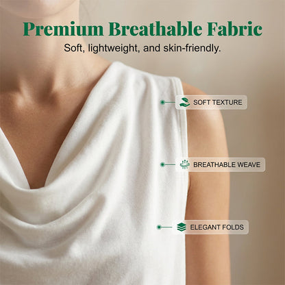 📢📢50% RABATT!! ⏰ Elegantes Slim-Fit-Kleid mit Wasserfallausschnitt – Ärmellos, Seitentaschen, Vielseitig ✨