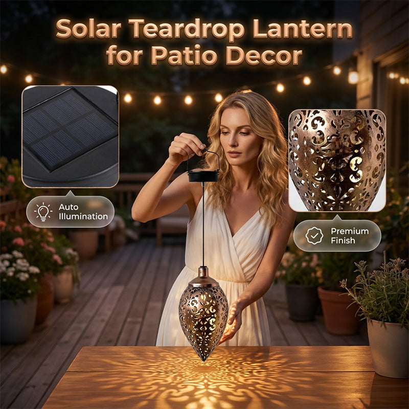 Solarbetriebene Tropfenlaterne für die Gartendekoration