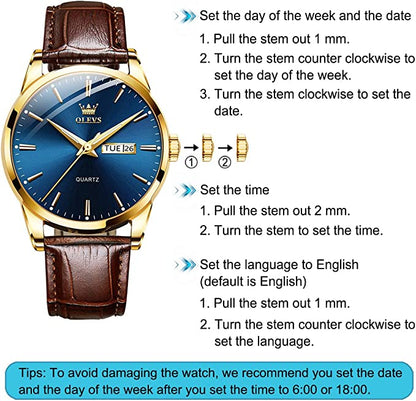 📢📢 50 % RABATT !! ⏰ Herrenuhr im schlichten Design mit Tag- und Datumsanzeige – Analogquarzuhr aus Edelstahl für Herren, klassische Herrenuhr mit leuchtenden Zeigern, Zifferblatt in Schwarz/Weiß/Blau