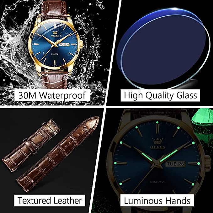 📢📢 50 % RABATT !! ⏰ Herrenuhr im schlichten Design mit Tag- und Datumsanzeige – Analogquarzuhr aus Edelstahl für Herren, klassische Herrenuhr mit leuchtenden Zeigern, Zifferblatt in Schwarz/Weiß/Blau