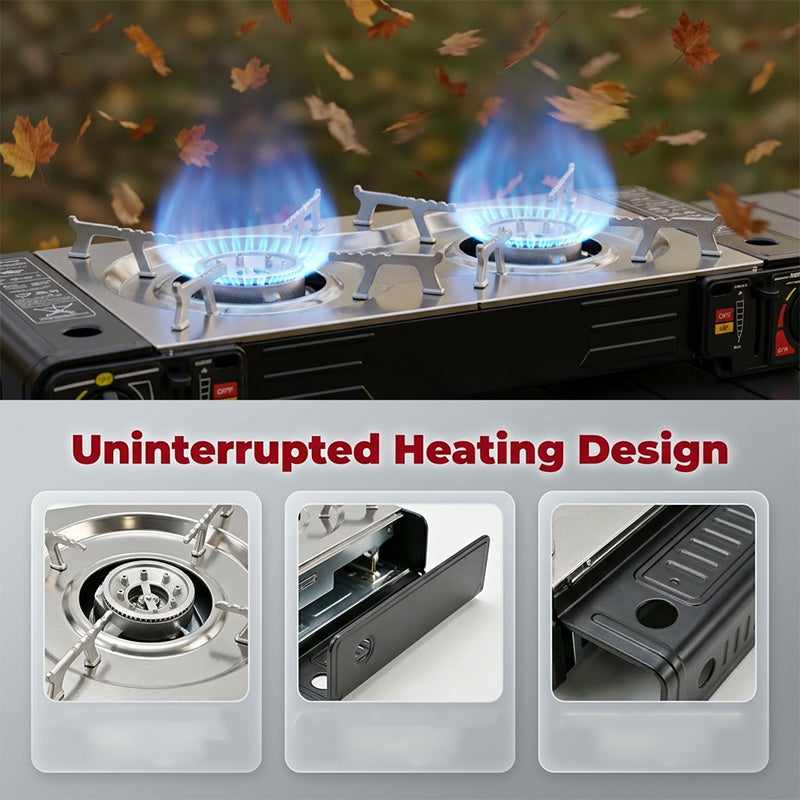 🔥 JETZT 50 % RABATT! 🍳 Tragbarer Zweiflammen-Butangaskocher – leicht & mit Piezo-Zündung – Perfekt für Camping, Tailgating oder Kochen im Freien – kompakt und leicht zu transportieren ⛺✨