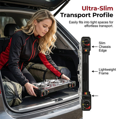 🔥 JETZT 50 % RABATT! 🍳 Tragbarer Zweiflammen-Butangaskocher – leicht & mit Piezo-Zündung – Perfekt für Camping, Tailgating oder Kochen im Freien – kompakt und leicht zu transportieren ⛺✨