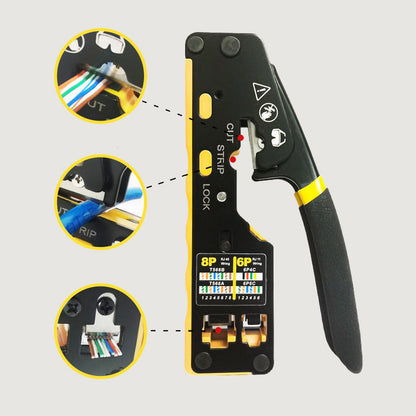 🔧 Multifunktions-Netzwerkzange für RJ45 – Durchgangs-Crimper für Cat5/Cat6, präzise & robust für Netzwerktechnik & Heimwerker 🛠️