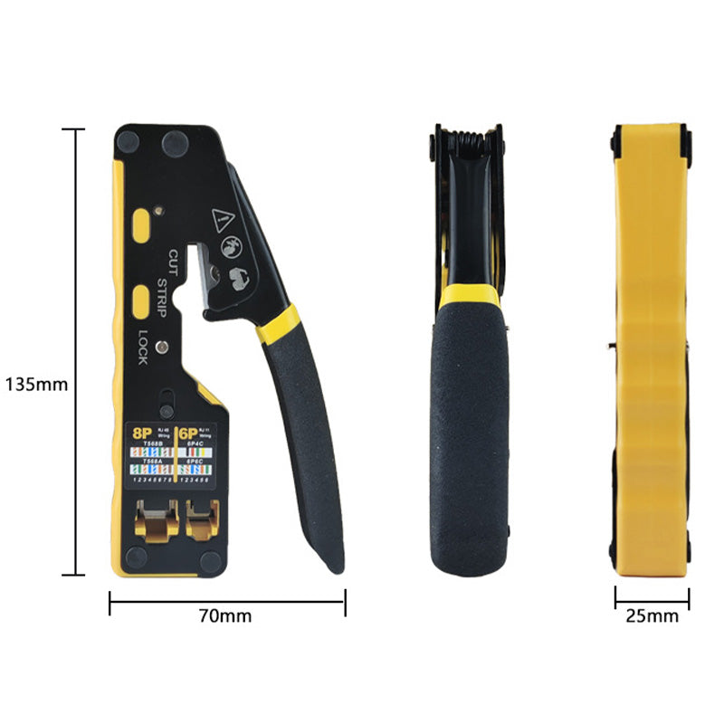 🔧 Multifunktions-Netzwerkzange für RJ45 – Durchgangs-Crimper für Cat5/Cat6, präzise & robust für Netzwerktechnik & Heimwerker 🛠️