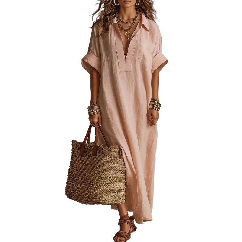 👗 50% RABATT!🌸 Damen Minimalistisches Einfarbiges Maxikleid
