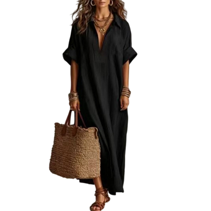 👗 50% RABATT!🌸 Damen Minimalistisches Einfarbiges Maxikleid