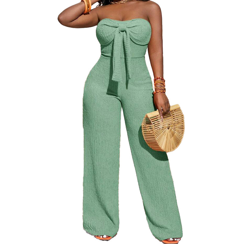 Damen-Jumpsuit, trägerlos, hochgeschnitten, weites Bein