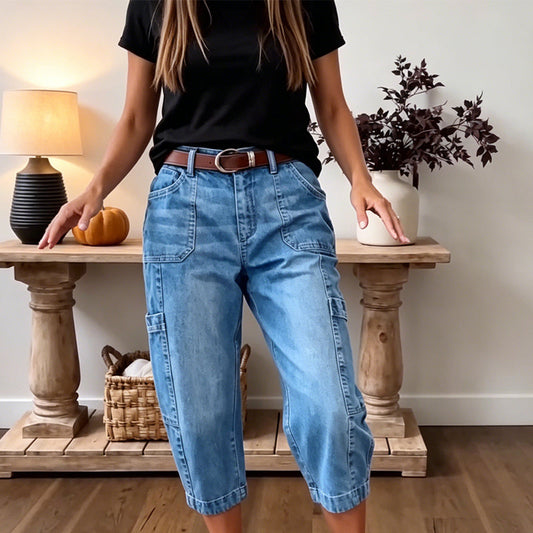 📢Mid-Season Sale: −50% nur für kurze Zeit⏰Lässige, elastische, verkürzte Jeanshose für Damen