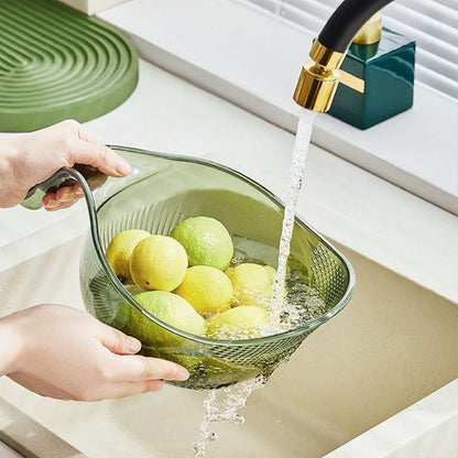 🍚💧 Reisspüle mit integriertem Abtropfsieb – rutschfester Boden, stabiler Griff & feine Löcher für perfekte Wasserabfuhr, ideal für Hülsenfrüchte, Obst & Gemüse